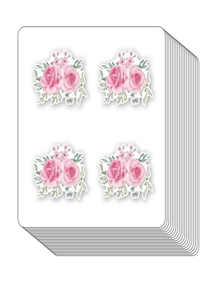 GUVSPTI Floral Pink Roses Stickers 1in for Scrapbooking, Arts, Craft, Kids DIY, Calendars Journals 80-Pack - Image 1